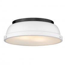  3602-14 BLK-WHT - Duncan 14" Flush Mount in Matte Black with a Matte White Shade